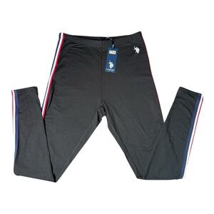 U.S. Polo Assn. Black Stretch Leggings with Side Stripes – Size M – NWT